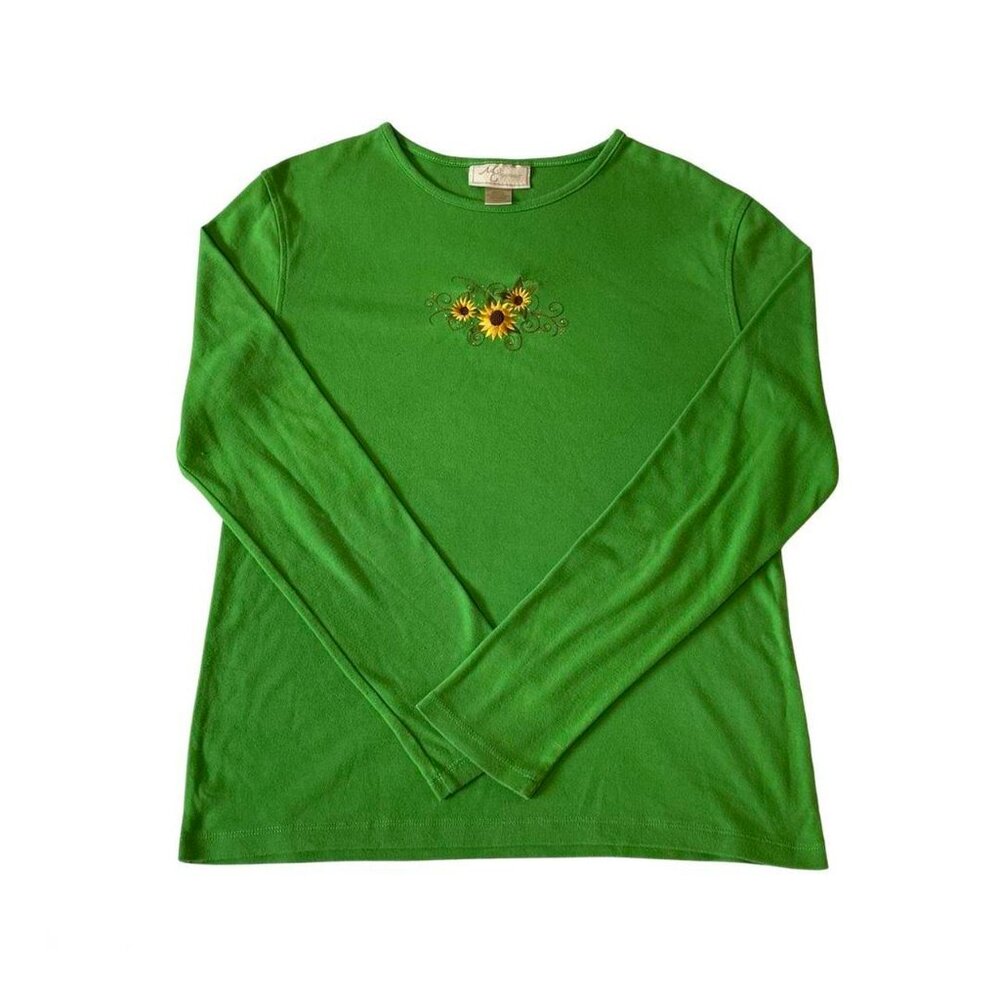 Bright Grass Green Y2K Long Sleeve Tee Shirt